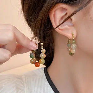 VAIGE Colorful Resin Beaded Drop Earrings with Copper Alloy Accents - Elegant Fashion Jewelry