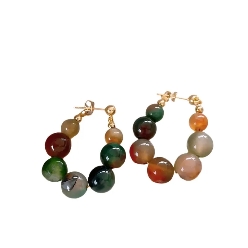 VAIGE Colorful Resin Beaded Drop Earrings with Copper Alloy Accents - Elegant Fashion Jewelry