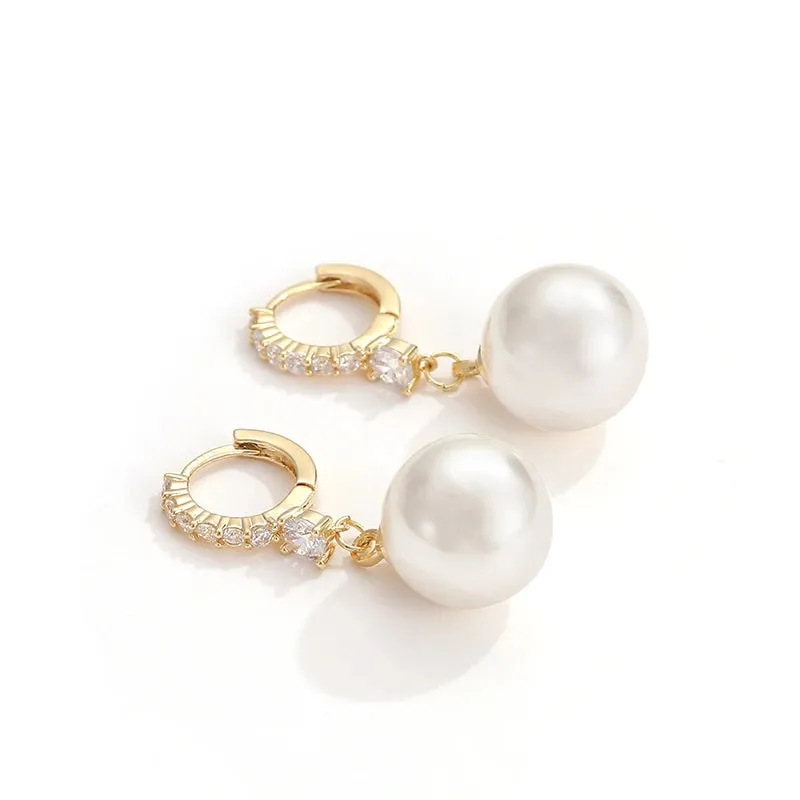 VAIGE Elegant Simulated Pearl Drop Earrings in Classic Geometric Style - Fashion Jewelry for Parties and Everyday Wear