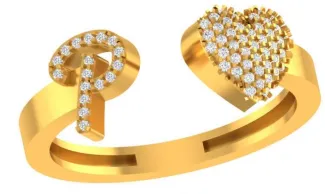 VS Diamonds & 10K Gold Initial P Heart Ring