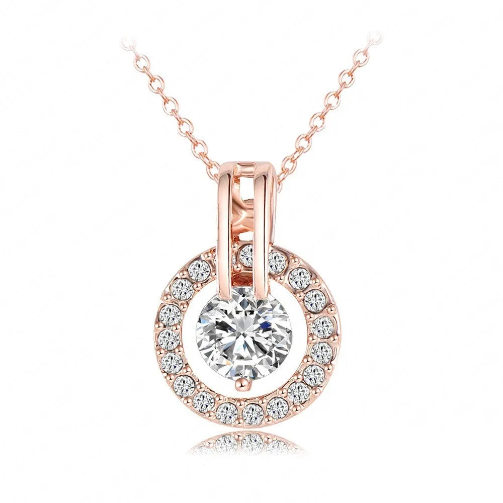 Wedding Jewelry Sets Rose Gold Plated Necklace/Earring Bijouterie Sets for Women