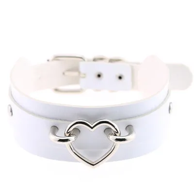 White and Silver Heart Choker