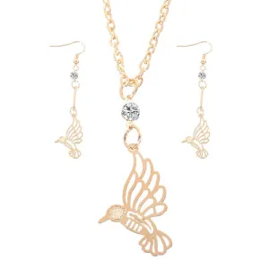 Women's 18K Gold Plated Jewelry Sets Bird Shape Girls Wedding Party Neckalces Austrian Crystal Earings Jewelry Set