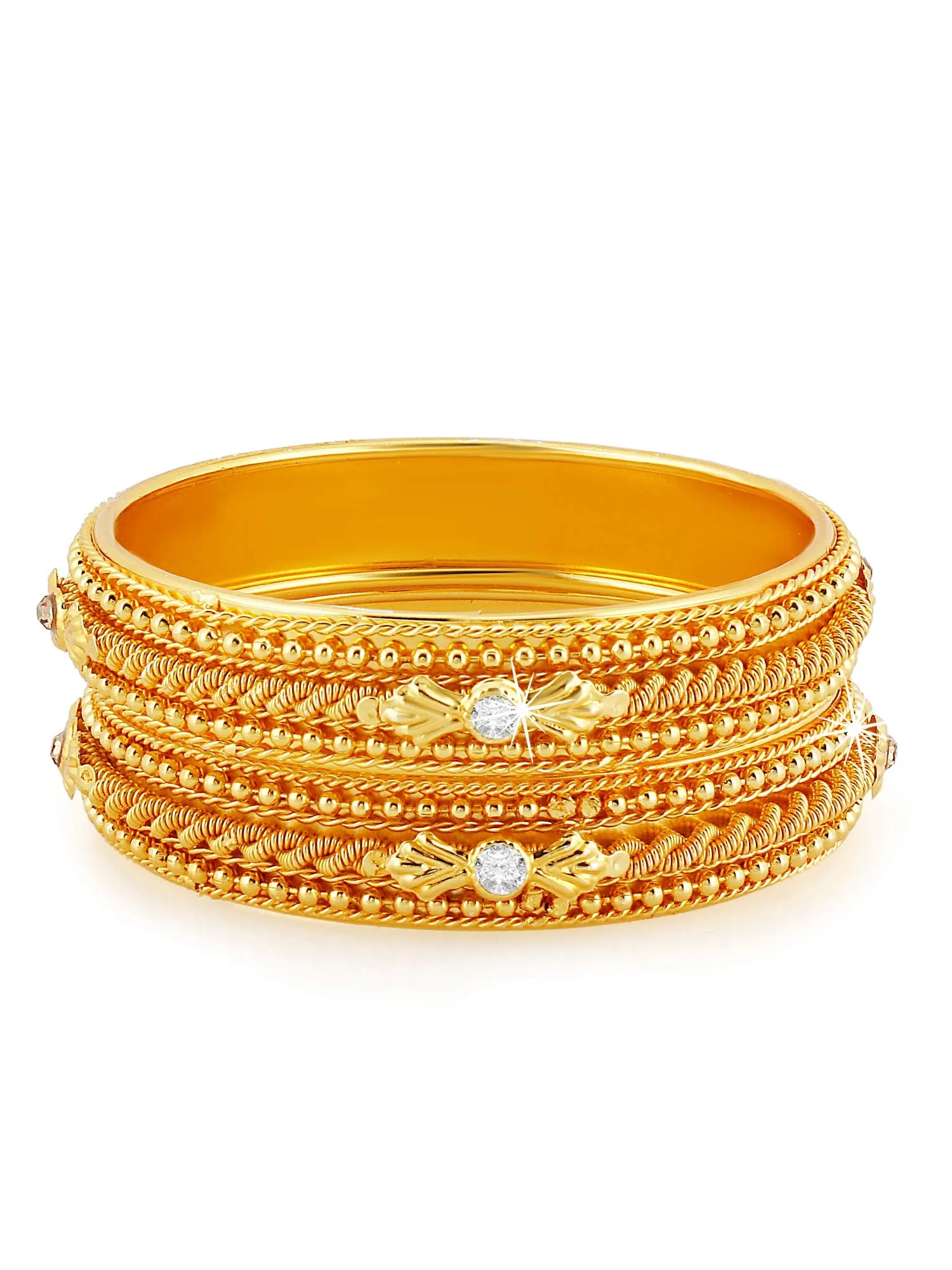 Yellow Chimes Classic Look 2 Pcs Bangle Set Gold Plated Traditional Ethnic Bangles For Women And Girls (2.6)